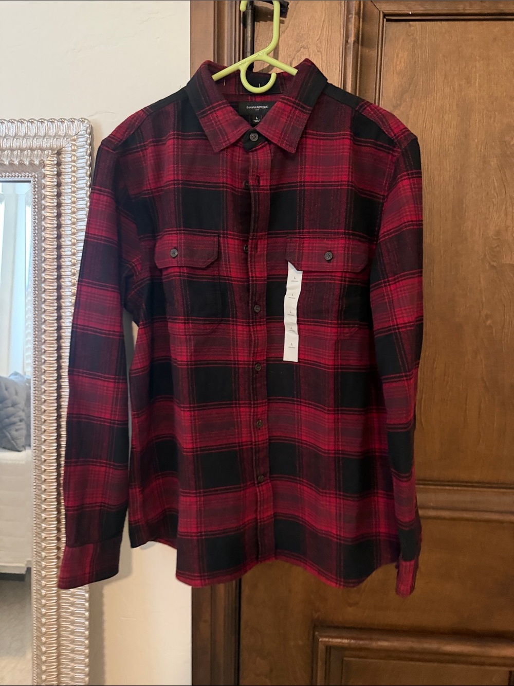 Banana Republic Red and Black Plaid Button-Down Shirt